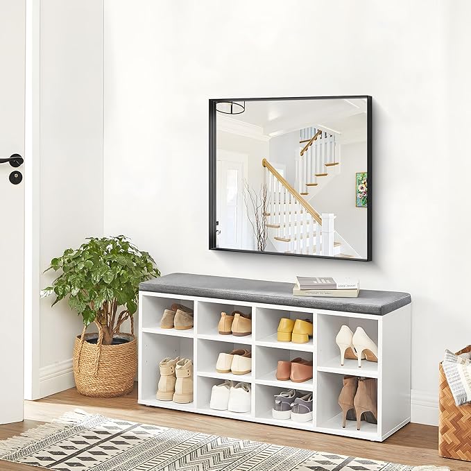 Black Bathroom Mirror, 30x30 Inch Rectangular Framed Mirror, Large Wall Mounted Bathroom Vanity Mirror Over Sink for Bedroom,Restroom, Living Room, Hangs Vertically or Horizontally-StrideForce Fitness