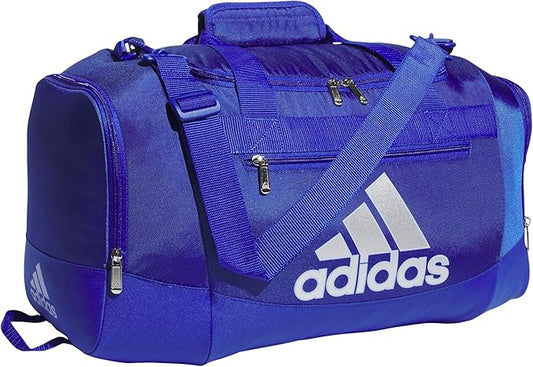 adidas Unisex Defender 4.0 Gym Duffel Bag for Men and Women, Semi Lucid Blue/Silver Metallic/Blue Spark, Small (38L)-StrideForce Fitness