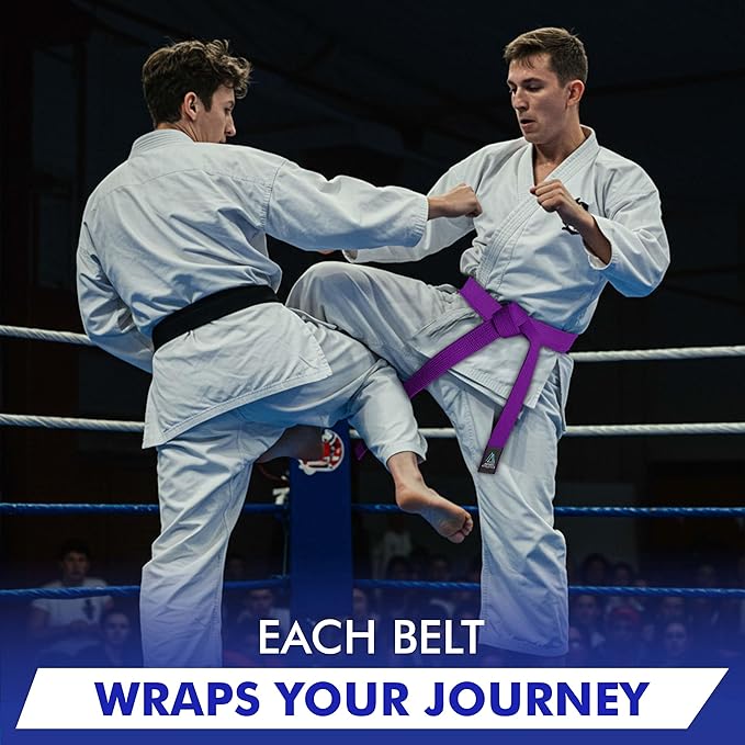 BJJ Belt for Men & Women Brazilian Jiu Jitsu Belt with Ranking Stripes Sleeve Bar Kids Jiu Jitsu Gi Belt-StrideForce Fitness