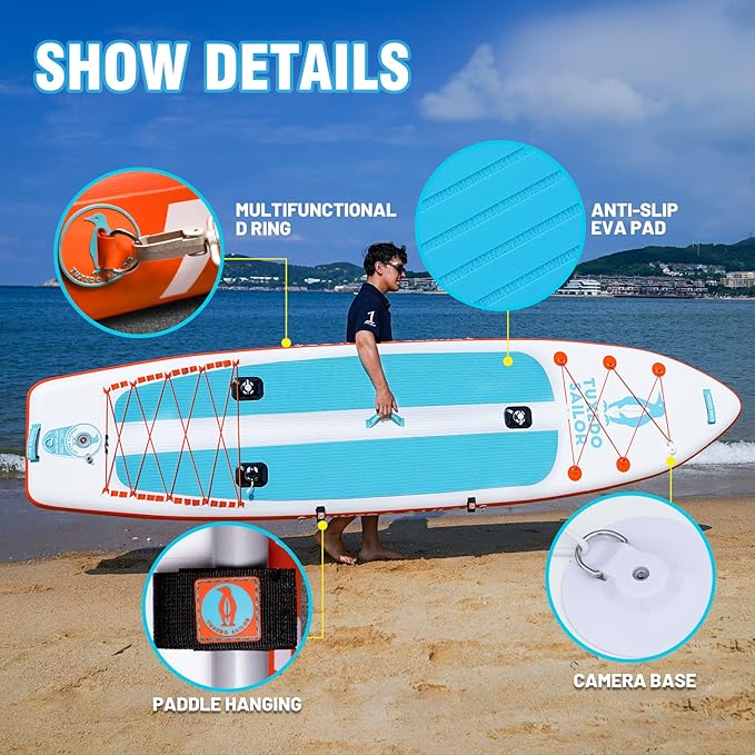 Tuxedo Sailor Kids Inflatable Paddle Board Lightweight and Safe Fishing Stand Up Paddle Board for Adults with Accessories-StrideForce Fitness