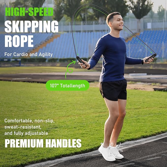 Soccer Training Equipment, Agility Speed Training Set with 20ft Speed Ladder, 12 Cones, 4 Adjustable Hurdles, Jump Rope, Parachute | Ideal for Basketball, Football Practise, for Kids, Youth, Adults-StrideForce Fitness