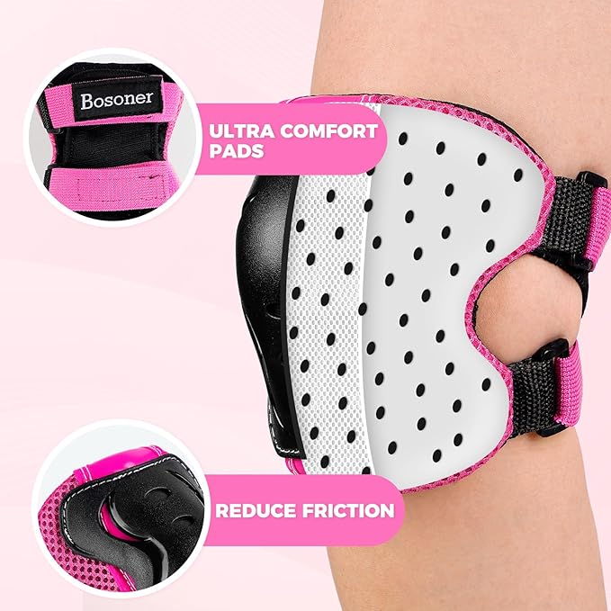 BOSONER Kids/Youth Knee Pad Elbow Pads Guards Protective Gear Set for Roller Skates Cycling BMX Bike Skateboard Inline Skatings Scooter Riding Sports-StrideForce Fitness