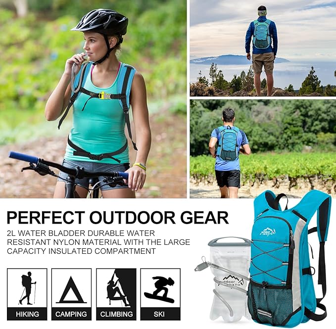 Hydration Pack Backpack, Lightweight Water Backpack with 2L Leakproof Hydration Bladder Daypack for Men Women,Running Hydration Vest for Outdoor Trail-StrideForce Fitness