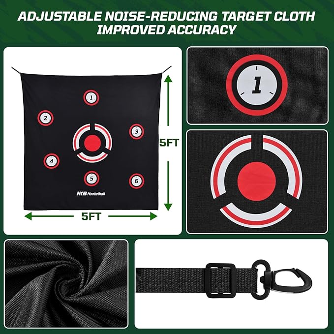 Haokelball Golf Hitting Cage,10x8x6ft Golf Practice Net with Target Cloth & Carry Bag, Heavy-Duty Golf Cage Net for Backyard, Indoor & Outdoor-StrideForce Fitness