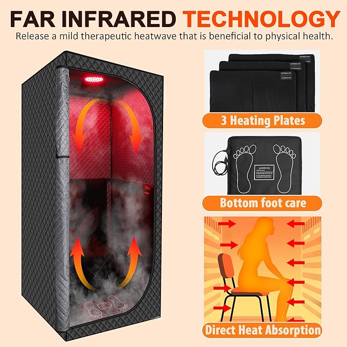 MIXC Upgraded Infrared Sauna Box for Relaxation,Detoxification,Dry steam Sauna Box for Home,Folding Chair,Multiple Layered Full Body Sauna Tent for Spa,Indoor,Outdoor,Gym-StrideForce Fitness
