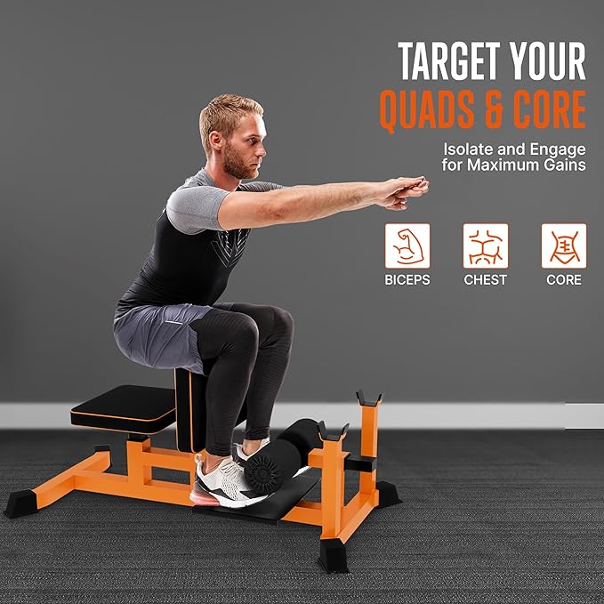 SQUATZ Sissy Squat Machine and Preacher Curl Crunch Rack - Foldable Squatting Bench for Home Gym Workout Station and Leg Exercise - Train Abs, Thighs, and Glutes, Multifunctional Fitness Equipment-StrideForce Fitness