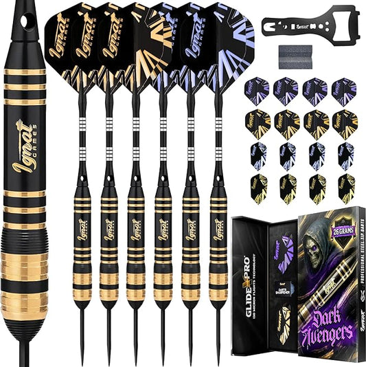 IgnatGames Premium Steel Tip Darts – 3/6/12 Pack Brass Barrels with Aluminum Shafts, 16 GlideXPro Flight Set, Tool Kit & Giftable Case-StrideForce Fitness