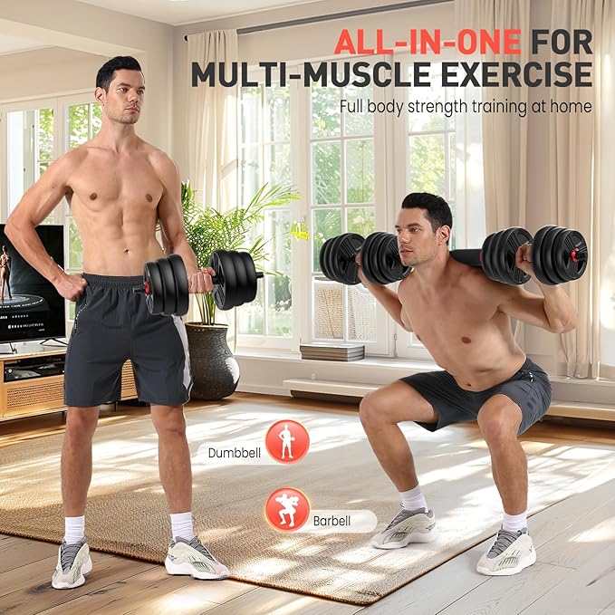 Adjustable Dumbbells, 20/30/40/55/60/70/80/90lbs Free Weight Set with Connector, 2 or 3 in 1 Dumbbells Used as Barbell, Kettlebells, Fitness Exercises for Home Gym Suitable for Men/Women-StrideForce Fitness