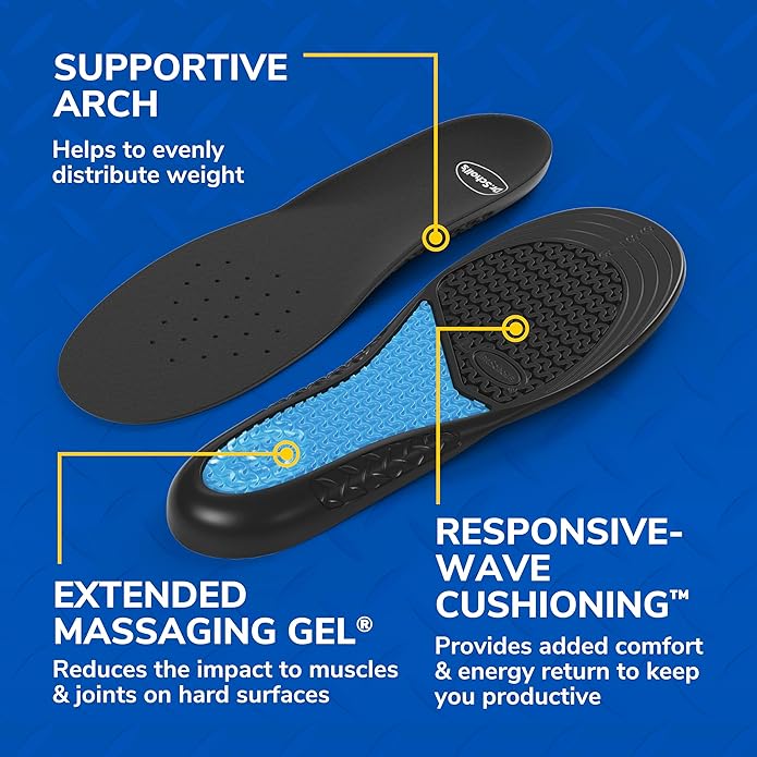 Dr. Scholl's Work All-Day Superior Comfort Insoles with Massaging Gel - Designed for Men & Women with Hard-Working Feet, Eliminates Sore Muscles and Tired Legs, Arch Support Inserts with Odor Control-StrideForce Fitness