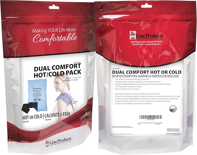 Core Products Dual Comfort CorPak - Reusable hot/Cold Pack for Knee, Back, Shoulder, or Ankle Pain; Use hot or Cold; Made in USA - 6" x 10"-StrideForce Fitness