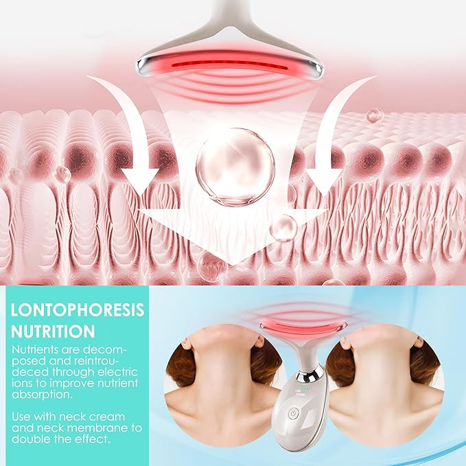 Facial Massager Red-Light-Therapy-for-Face and Neck, Face 𝖲 culpting Wand with 7 Color (Champagne)-StrideForce Fitness