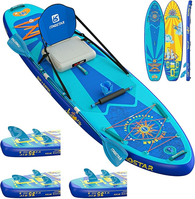 Journey 11'6" / 11'×34" / 11'×35" Extra Wide Paddle Board, One-Stop Premium SUP Board Accessories, Tailored Fins, Stable Inflatable Stand Up Paddle Boards for Youth/Adults of All Skill Levels-StrideForce Fitness