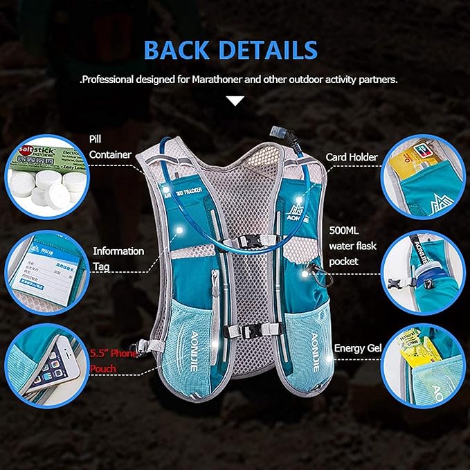 AONIJIE Hydration Vest Pack Backpack 5L Marathoner Running Race Hydration-StrideForce Fitness