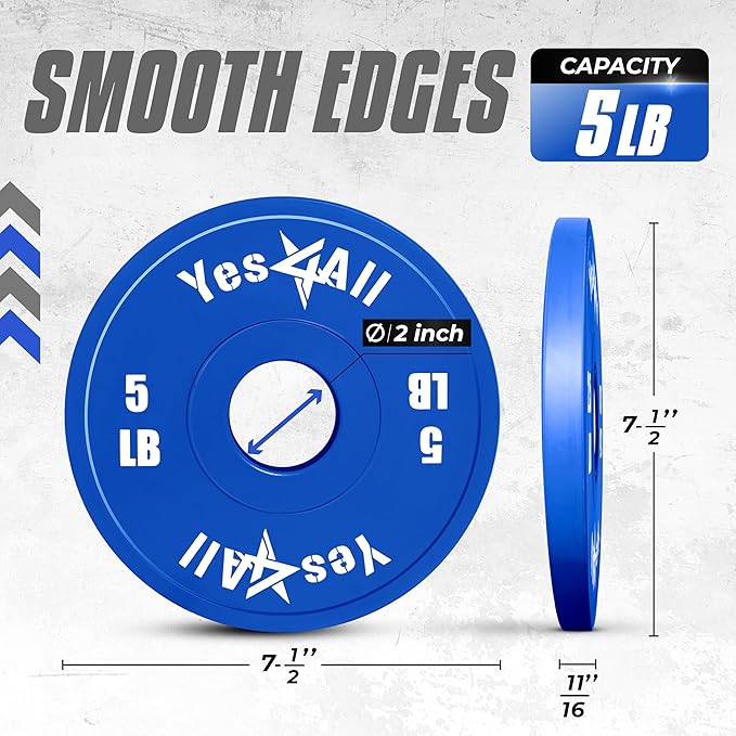 Yes4All Fractional Weight Plates Set, Available In Steel And Rubber, Set of 2/4/6 Plates in 1.25LB, 2.5LB, or 5LB Sizes, Micro Change Plates for Dumbbell and Olympic Barbell Weightlifting-StrideForce Fitness