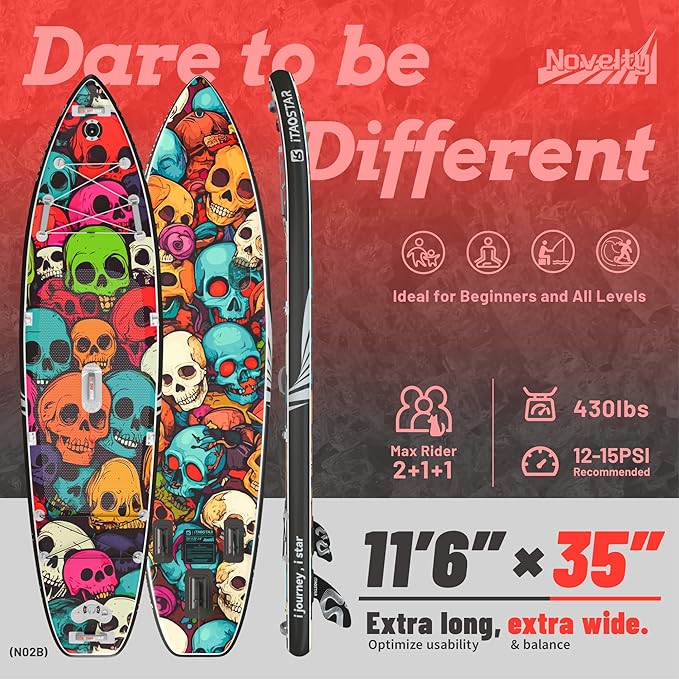 Novelty 11'6" x 35" Extra Wide SUP for Enhanced Stability - Inflatable Stand Up Paddle Board - Premium Paddle Board Kit for Adults & Youth - All Skill Levels - Includes SUP Accessories-StrideForce Fitness