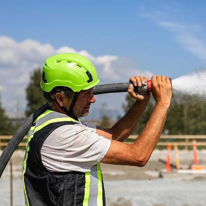 GE Safety Helmet, Impact Absorbing Tech, Adjustable Ratchet, ANSI Type 1, Memory Foam Padding, Hard Hats Protection, Lightweight, Durable, Chin Strap, Comfortable Fit OSHA Approved-StrideForce Fitness