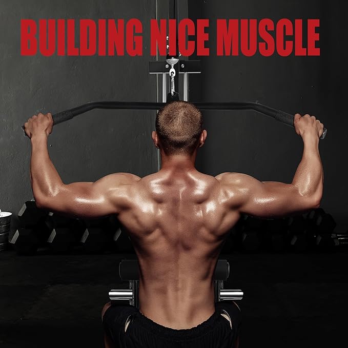 LAT All-in-one Machine with High and Low Pulley Station, LAT PullDown and LAT Row Cable Machine, LAT Tower with Adjustable Leg Support for Home Gym Total Body Training-StrideForce Fitness