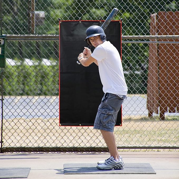 Baseball Batting Cage Backstop with Strike Zone Target - Heavy Duty 4x6/6x8FT PVC Backstop Net for Pitching Practice Backyard Training-StrideForce Fitness