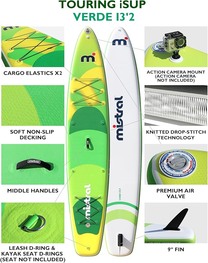 Mistral Stand Up Inflatable Paddle Board Racing & Touring Board 13'2"/ 14' Race Board, Backpack with Wheels, Durable ISUP for Youth & Adult, w/Premium SUP Accessories-StrideForce Fitness