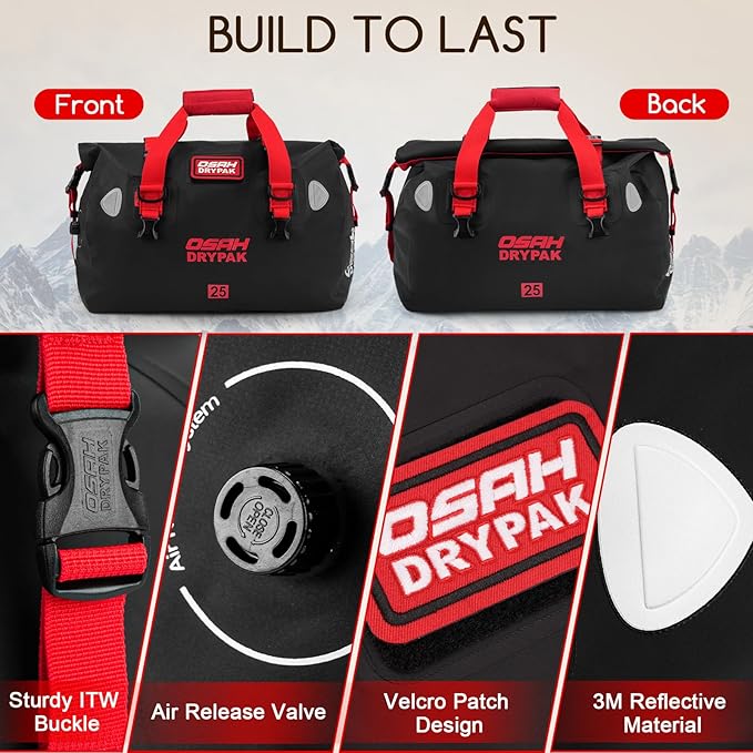 Waterproof Duffel Bag - Motorcycle Dry Bag Tail Bag with Large Storage Space, Waterproof Luggage Duffle Bags with Outer Mesh Zipper Pocket for Camping, Kayaking, Fishing & Traveling-StrideForce Fitness