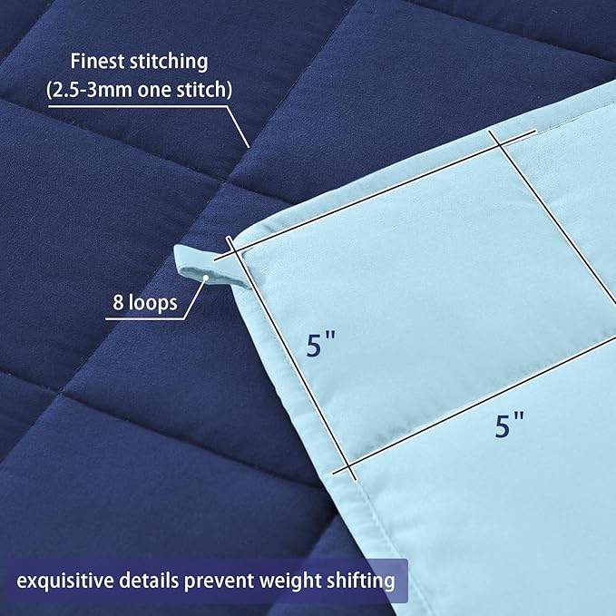 King Size Weighted Blanket for Adults (30 lbs, 80” x 87”, Navy & Blue) Cooling Heavy Blanket for Sleeping Perfect for 290-310 lbs, Breathable Blanket for Adults & Couple All Season, Machine Washable-StrideForce Fitness
