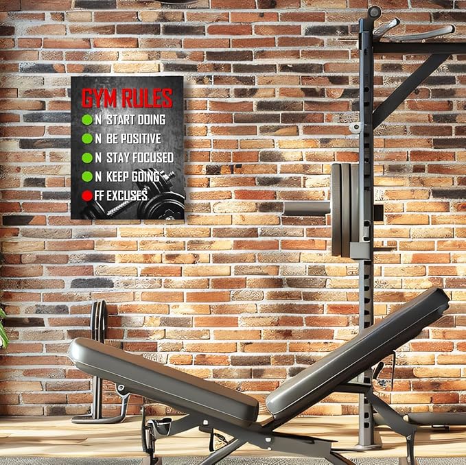 OTINGQD Inspirational Gym Wall Decor,Fitness Quotes Wall Art,Gym Rules Wall Decor,Workout Canvas Wall Art-StrideForce Fitness