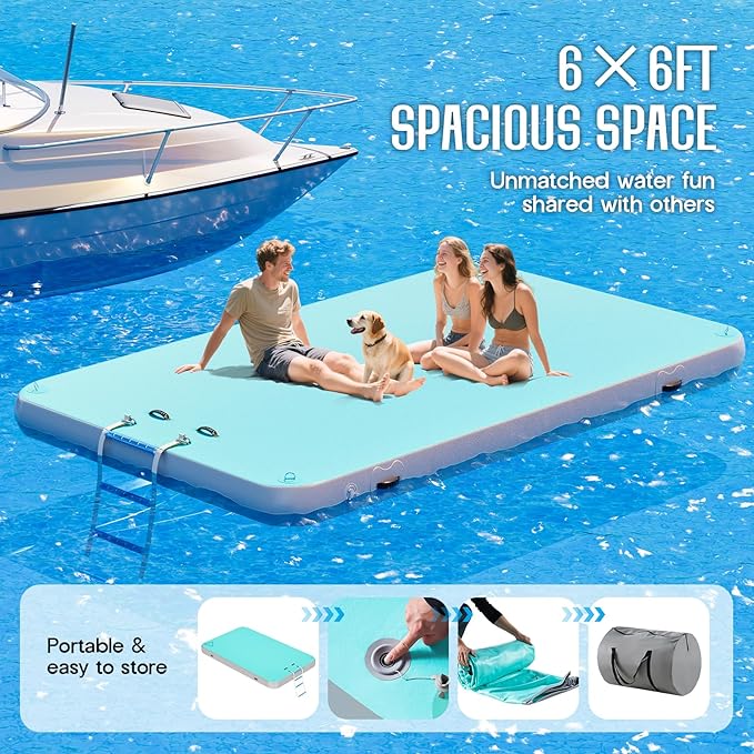 Specraft Inflatable Floating Dock, Non-Slip Air Dock Platform loating Island Raft with Rope Ladder for Pool Lake Beach Ocean-StrideForce Fitness