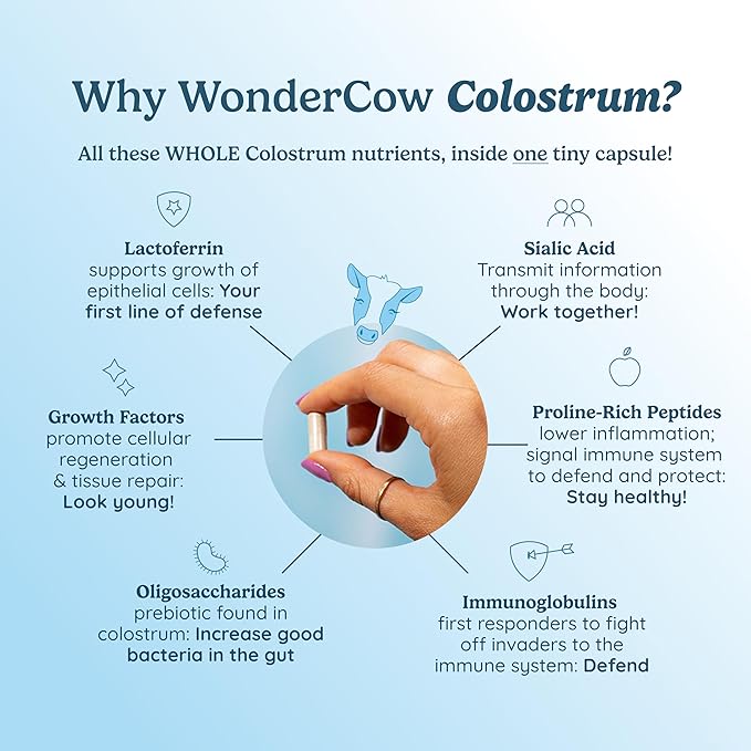 Colostrum Capsules Supplement for Gut Health, Immune Support, Muscle Recovery & Wellness | Natural IgG Pure Whole Bovine Colostrum Superfood, Unflavored, 30 Servings-StrideForce Fitness