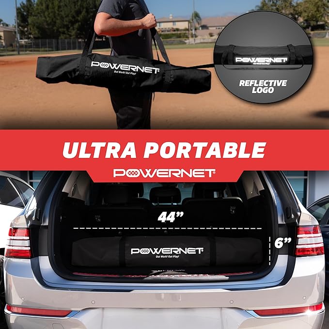 PowerNet Baseball Softball Practice Net 7x7 with Baseball Accessories for Practice Pitching, Batting & Fielding, Ball Caddy, Weighted Baseballs, Tee-StrideForce Fitness