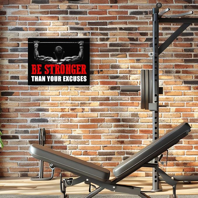Inspirational Gym Wall Decor,Fitness Quotes Wall Art,Be Stronger Than Your Excuses Canvas Wall Decor for Home Gym-StrideForce Fitness