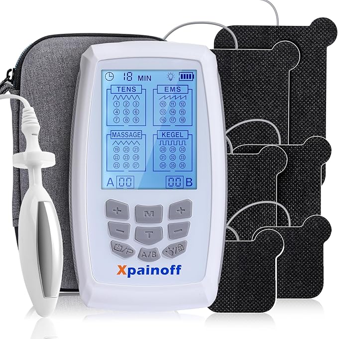 TENS Unit & EMS Pelvic Floor Muscle Exercise,36 Modes Rechargeable Dual Channel EMS Massager Machine with Pelvic Floor Muscle Electrode Probe and Travel Case-StrideForce Fitness