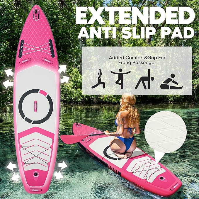 Inflatable Paddle Board,Stand Up Paddle Board Set, Extra Wide SUP Board with Removable Fin, Floating Paddle, Hand Pump, Waterproof Phone Pouch,Traveling Board-StrideForce Fitness