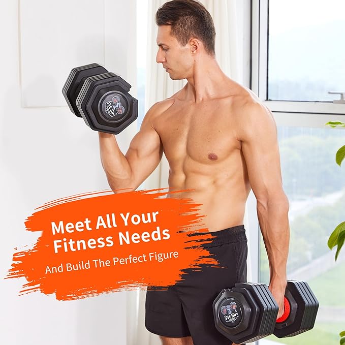 Adjustable Dumbbell Set 25/55/90LBS,10 in 1 Free Weights Dumbbell with Anti-Slip Texture Handle,1 Sec Speed Adjustment Men/Women Gym and Home Strength Training Equipment.-StrideForce Fitness