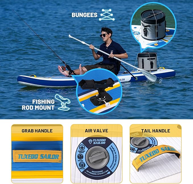 Tuxedo Sailor Kids Inflatable Paddle Board Lightweight and Safe Fishing Stand Up Paddle Board for Adults with Accessories-StrideForce Fitness