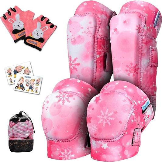 Soft-Style Kids Knee and Elbow Pads with Bike Gloves, Flexible Impact-Resistant Gear for Ages 2-11, Designed for Balance Bikes, Roller-Skating, and Skateboarding-StrideForce Fitness