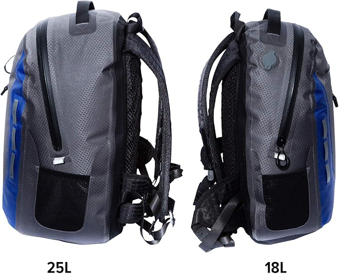 Submersipack Waterproof Backpack - Submersible, Inflatable, Floating TPU Coated Durable Nylon Dry Bag with Airtight Zipper for Kayak, Fishing, Boating, Hiking, Paddle Board (Deep Blue, 25L)-StrideForce Fitness