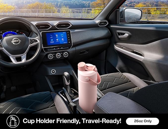 26 oz Insulated Water Bottle with 2-in-1 Straw and Spout Lid, Keep Cold 24H, Leak-Proof, Fits in Car Cup Holder, Stainless Steel Water Bottle for Sports, Travel, and School (Dark Knight)-StrideForce Fitness