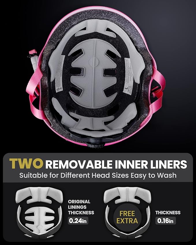 OutdoorMaster Skateboard Cycling Helmet - Two Removable Liners Ventilation Multi-Sport Scooter Roller Skate Inline Skating Rollerblading for Kids, Youth & Adults-StrideForce Fitness