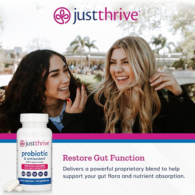 Just Thrive Probiotic & Antioxidant Supplement - 100% Spore-Based Digestive and Immune Support - Gluten Free, 30 Caps-StrideForce Fitness