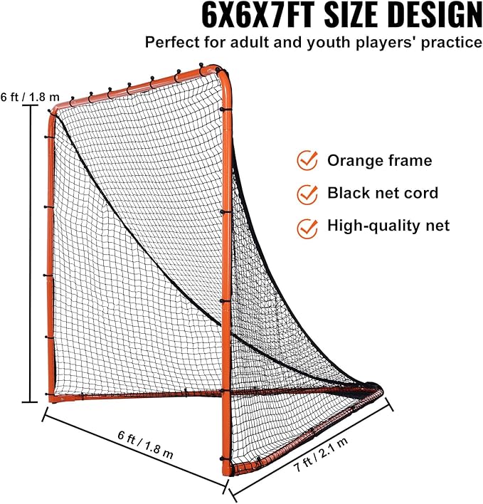 VEVOR Portable Lacrosse Goal - Complete Training Accessory Set with Extended Coverage for Youth and Adults-StrideForce Fitness