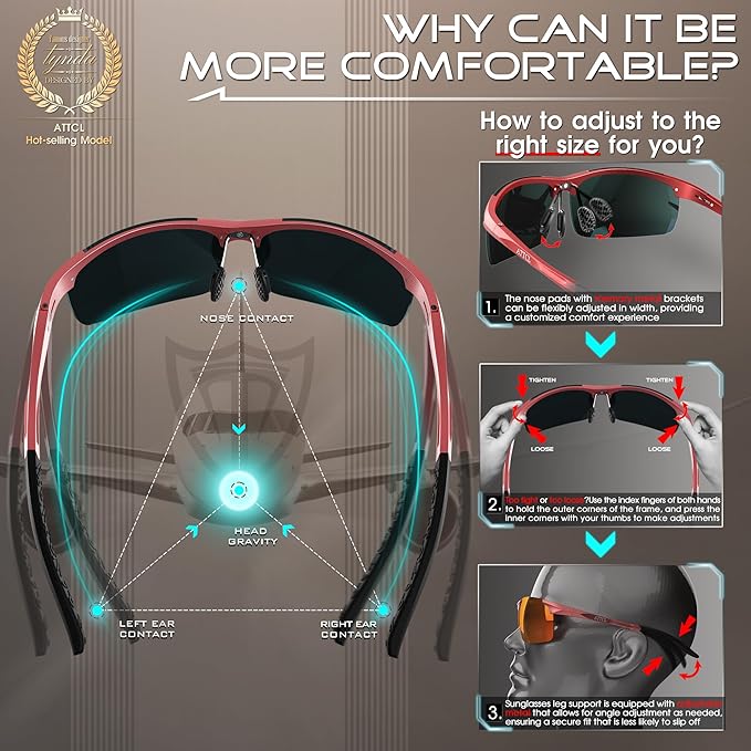 ATTCL Men's Sports Polarized Sunglasses Men for Driving running Fishing Golf - UV Protection Sun glasses Metal Frame-StrideForce Fitness