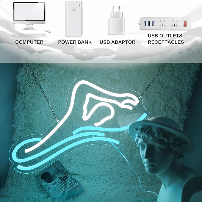 Man Swim Neon Sign For Swimming Pool Club Wall Sign Decor Teen Boy Sports Gifts Man Cave Game Room Bar Pub 16.5"×8.7"-StrideForce Fitness