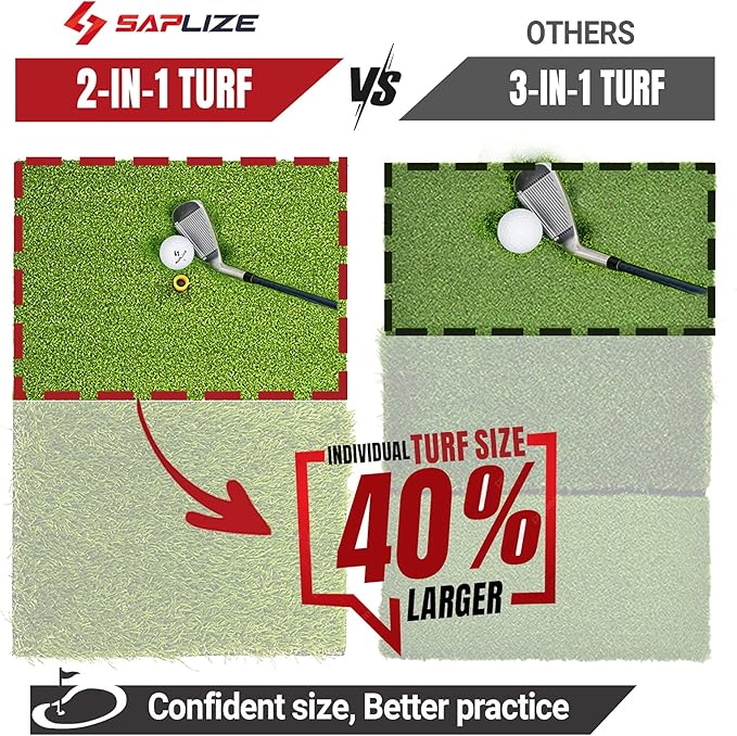 SAPLIZE Foldable Heavy-Duty Golf Hitting Mat, Practice Mat with 10mm EVA Rubber Backing, Larger Size for Indoor/Outdoor Swing and Chipping Practice, Anti-Deformation-StrideForce Fitness