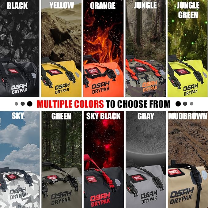 Waterproof Duffel& Luggage Bag - Motorcycle Dry Bag Tail Saddle Bags with Roll Top Closure,Large Storage Space,for Camping, Kayaking, Fishing & Traveling(SkyBlack, 25L)-StrideForce Fitness