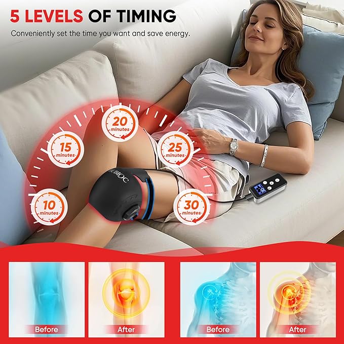 Red Light Therapy for Knee Pain Relief,Vibration Knee Massager with 660nm&850nm,3 in 1 Heated Knee Brace for Knee/Joint/Elbow/Shoulder,Rechargeable Near Infrared Light Therapy Device-StrideForce Fitness