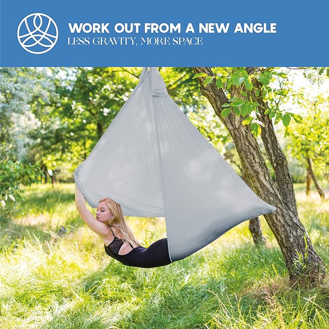 Aerial Silk Yoga Hammock & Swing for Home, Inversion Exercises, Starter Kit for All Levels - Durable with Extension Straps, Carabiners, and Pose Guide-StrideForce Fitness