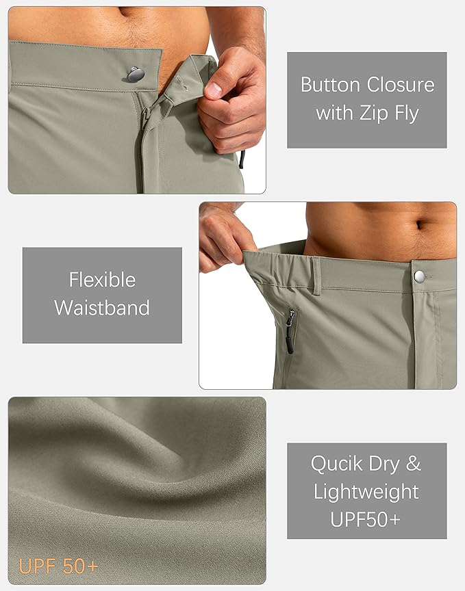 Pudolla Men's Hiking Cargo Shorts 9" Lightweight Outdoor Work Shorts for Men Travel Golf Camping Casual with 5 Zipper Pockets-StrideForce Fitness