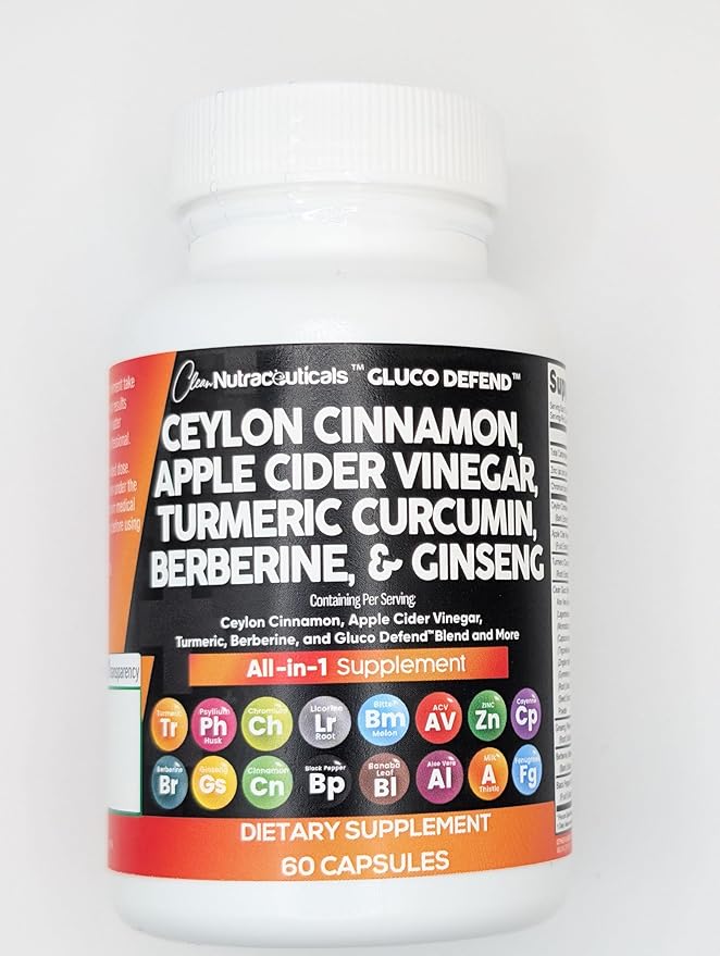 Clean Nutraceuticals Ceylon Cinnamon Turmeric Apple Cider Vinegar Ginseng Berberine Plus Bitter Melon Gymnema Milk Thistle Fenugreek - 2Pack-StrideForce Fitness