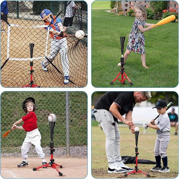 Baseball Tee for Kids,Batting Tee,Softball Tee,Youth Hitting Tee,Teeball Tee,Travel Tee,Easy Adjustable Height-StrideForce Fitness