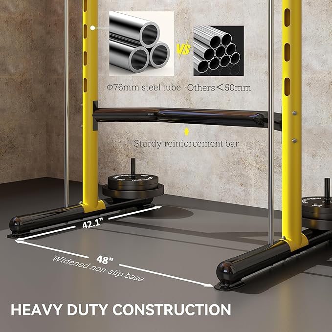 Soozier Squat Rack with Pull-Up Bar, Adjustable Power Rack with Barbell Bar, Multi-Functional Bench Press Rack for Home Gym Strength Training-StrideForce Fitness